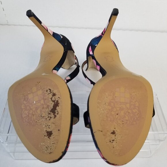 Vincent Camuto Feminine All Over Floral Print Jesta Heel Peep Toe Sandals Sz 7 - Picture 6 of 15